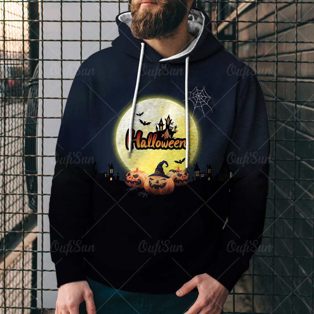 Ropa de Halloween suelta con calabaza moda primavera y otoño deportes transfronterizos 2024 primavera y otoño camisa de hombre otoño sombrero de Halloween