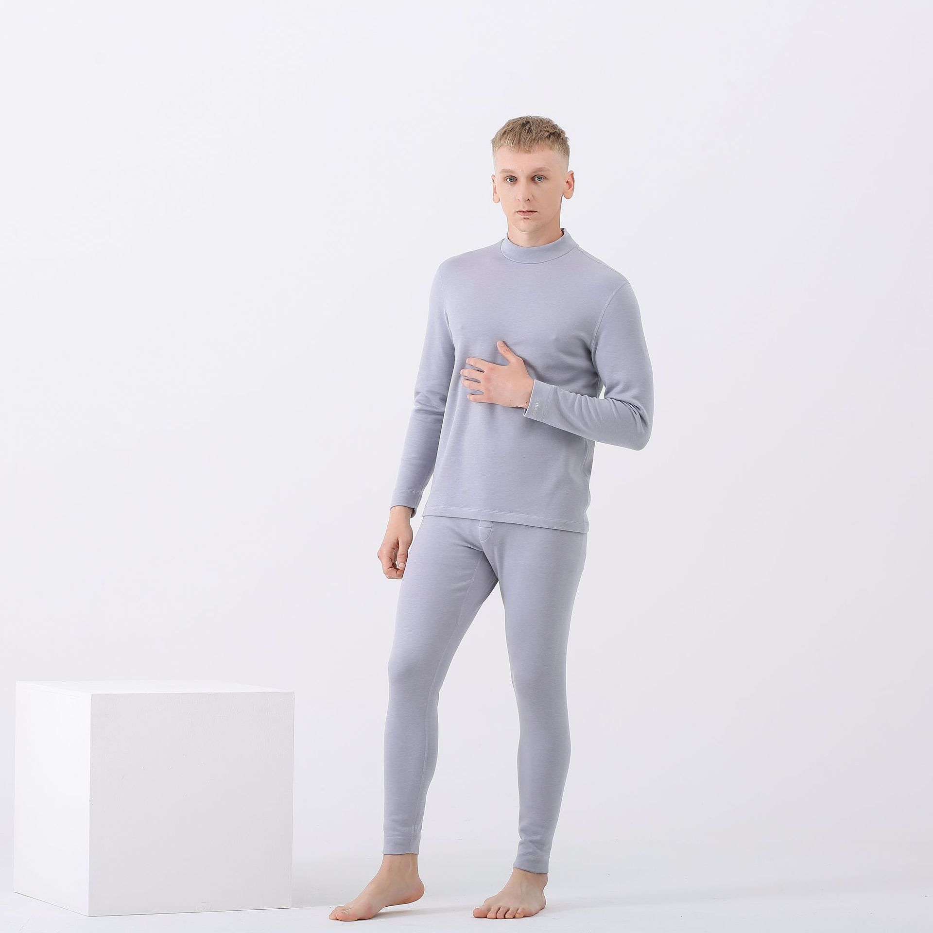 Men's thermal underwear autumn and winter couples brushed high collar padded underwear set autumn pants wholesale