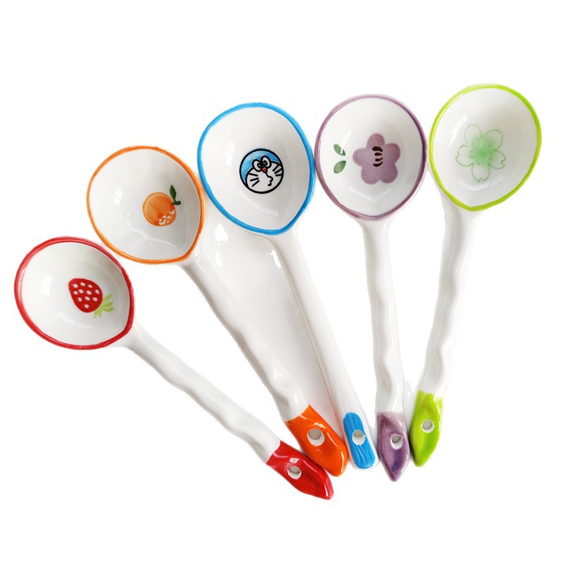 Cucharas de cerámica al por mayor cucharas de alto valor facial cucharas de sopa de mango largo cucharas cucharas dulces cucharas caseras