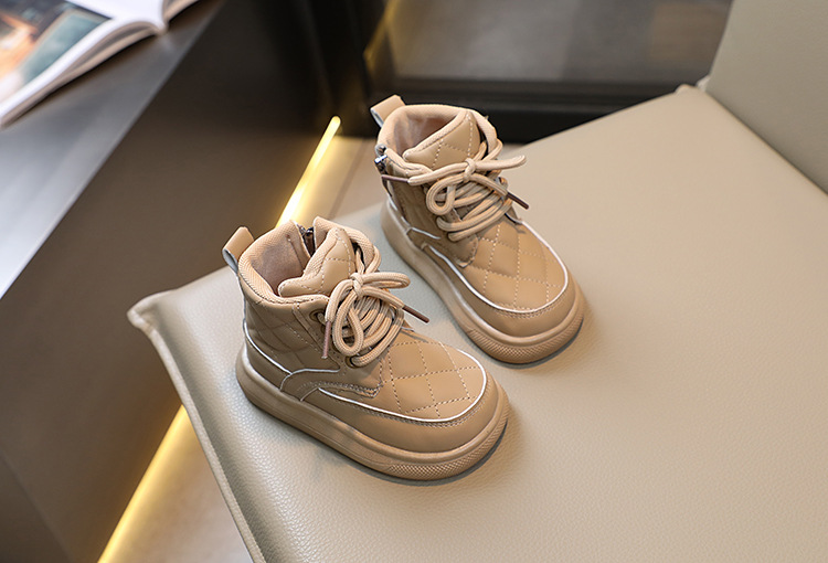 Bottes courtes britanniques pour bébé fille, édition automne 2024, nouvelle collection, motif à carreaux, fermeture éclair latérale_voghion.com