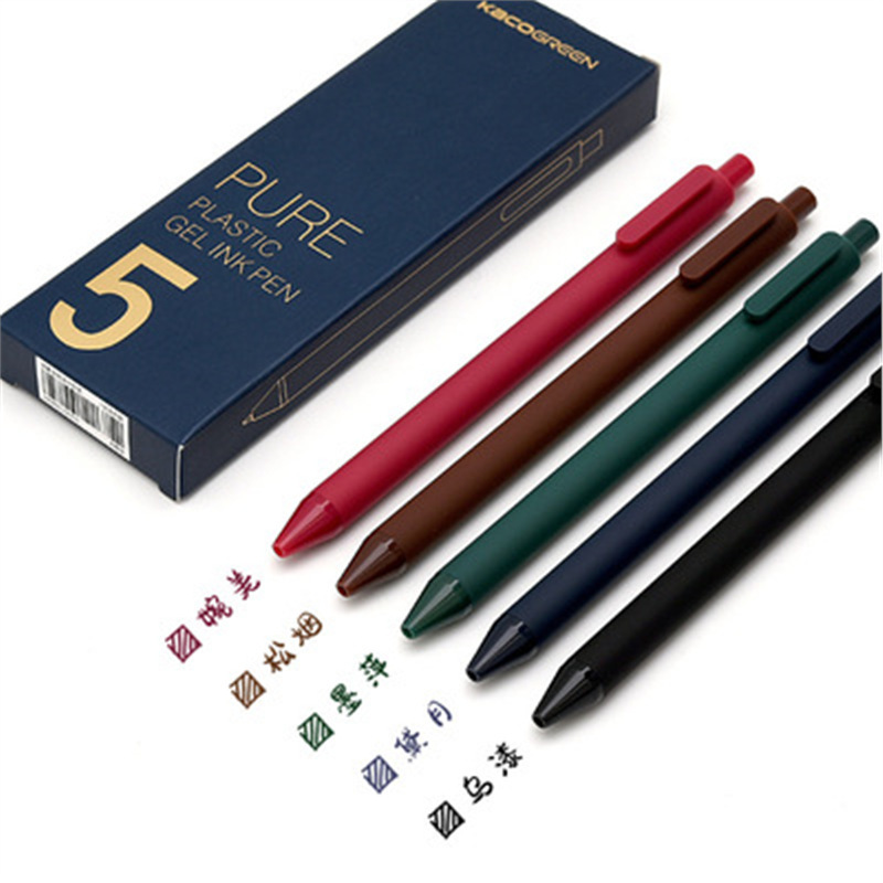 KACO Shuyuan プレスゲルペン 中国風 5本セット レトロカラーゲルペン ノート専用サインペン|undefined