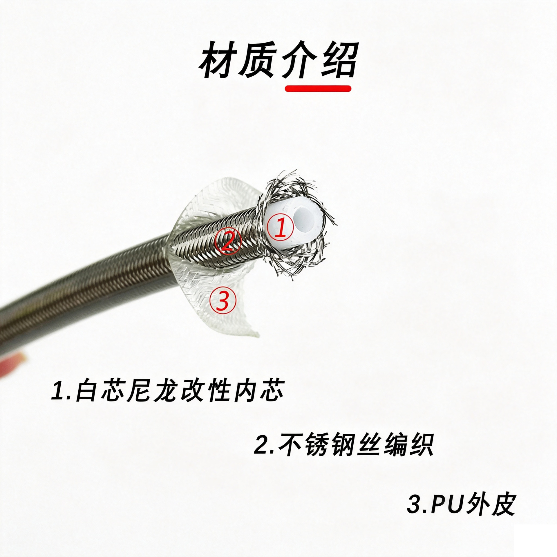 10-500CM steel wire braided brake hose with roller spring, for motorcycle and car modification brake systems