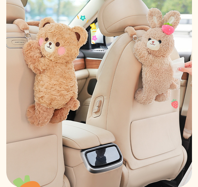 Car-mounted trash bin, hanging storage box for car seat back, multifunctional waterproof trash bin, cartoon car interior accessory