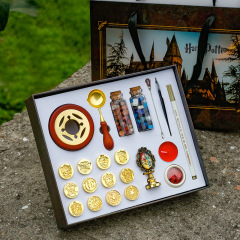 創意火漆印章套裝魔法學院霍格沃茲多章頭復古風熔爐上色筆蠟粒