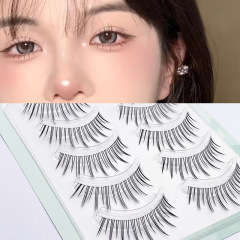 五對A+V型自然日常仙子假睫毛透明梗素顏纖長仙女日常清透眼睫毛