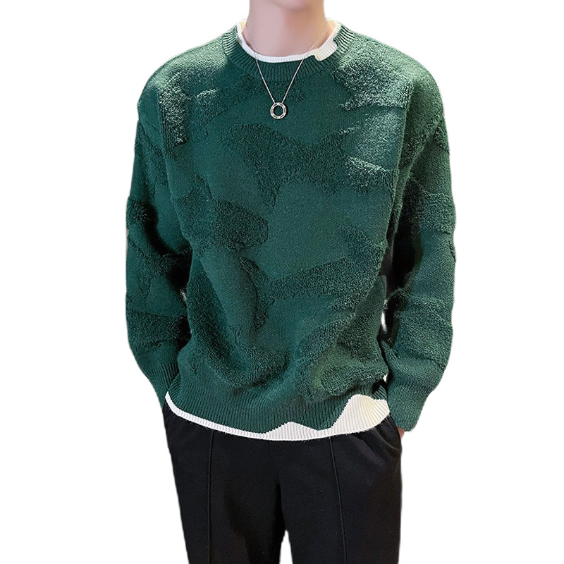 Explosiones transfronterizas de tamaño grande falso de dos piezas de camisetas de punto suéter toallas de hombre bordadas tridimensionales de otoño y invierno fábrica de chaqueta al por mayor