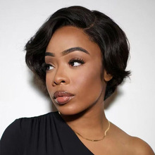 13X4X1偏分全蕾丝真人假发 pixie cut wig human hair 真人发假发