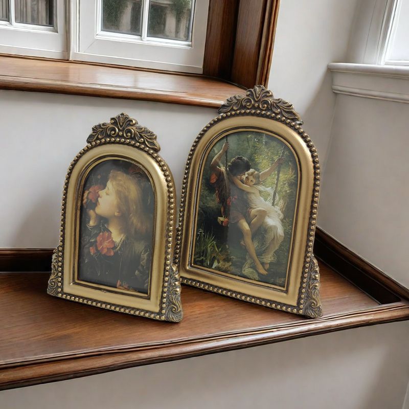 歐式客廳臥室復古相框擺件裝飾畫歐式輕奢雕花橢圓形掛牆玻璃畫框