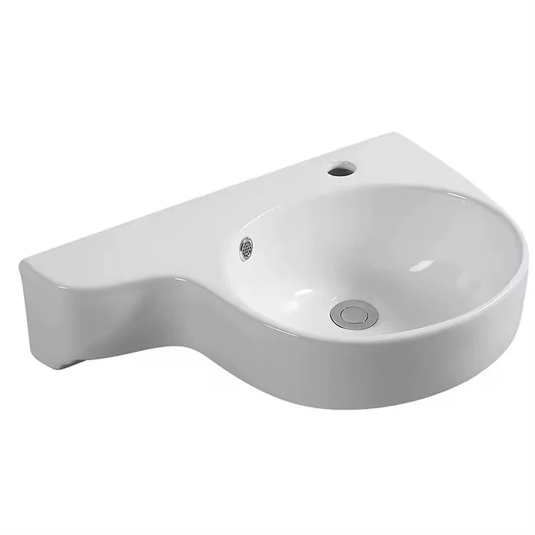 Baño pequeño lavabo doméstico esquina colgante de pared cerámica balcón irregular lavabo triángulo único lavabo