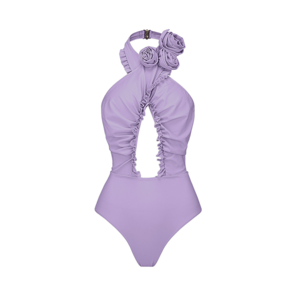 Bodysuit, One-pieces Tops Type Women's Sexy Solid Color Flower Printing One Piece