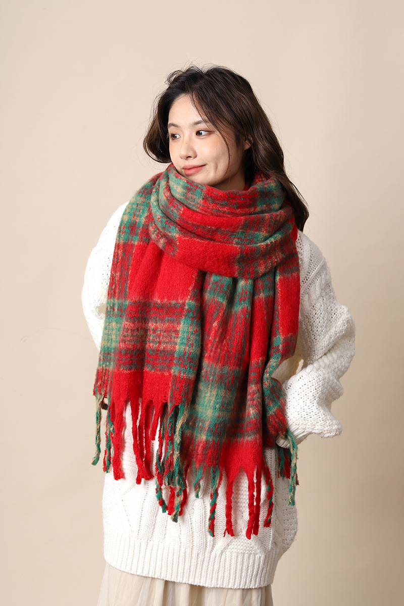 Sciarpa invernale in mohair con nappe di alta qualità, in cashmere marrone Maillard, per studenti, stile nuovo_voghion.com