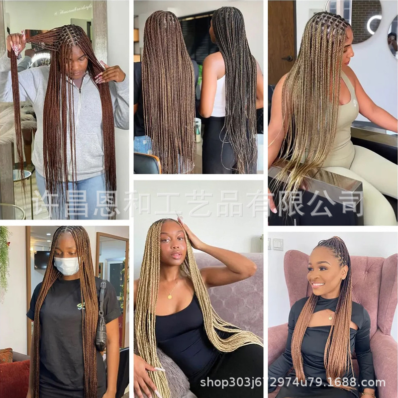 跨境欧美无痕接发脏辫长直发发把高温丝假发straight bulk hair|undefined