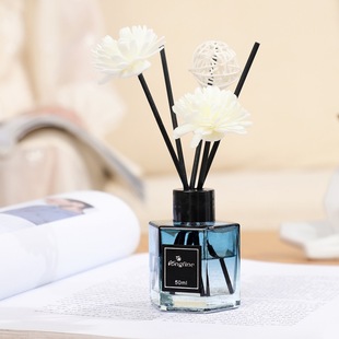 Langfen 50ml non-fire aromatherapy essential oil gradient blue hexagonal bottle rattan aromatherapy car air freshener