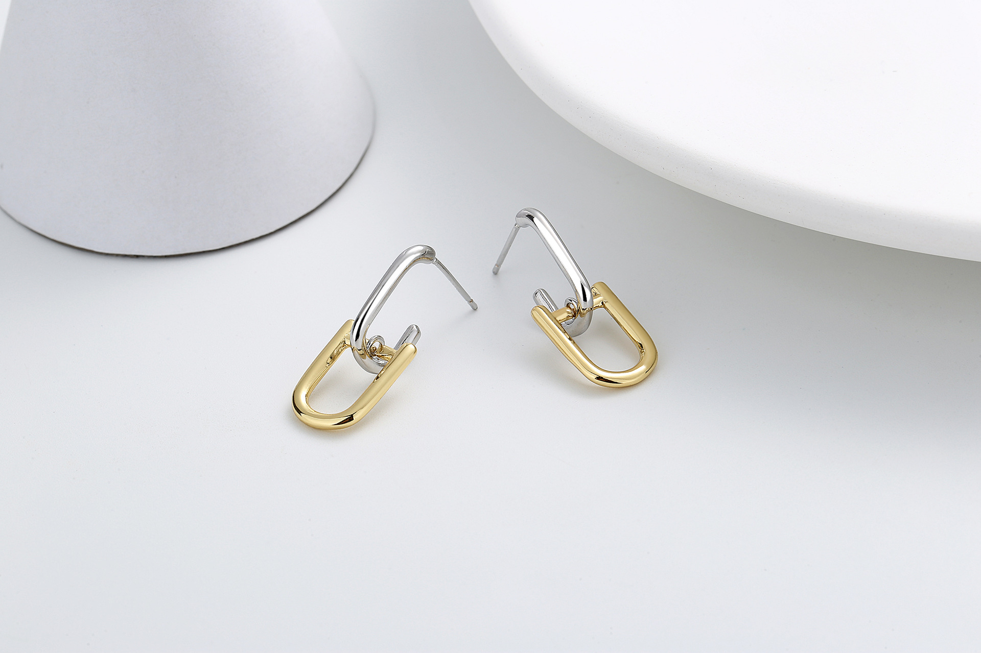 Fashion Color Block Copper Plating Drop Earrings 1 Pair