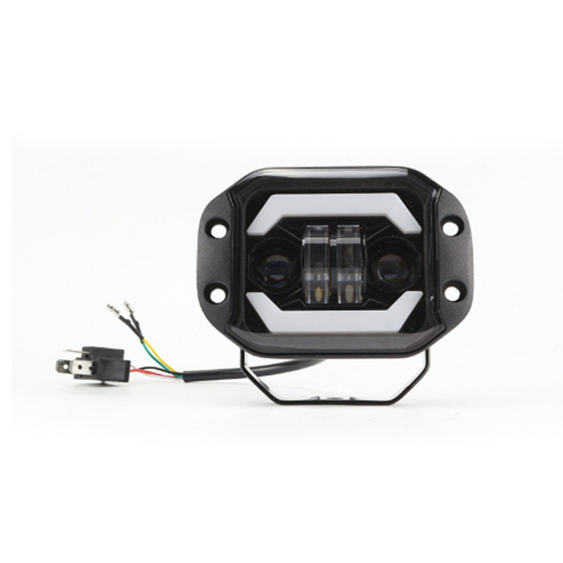 Lámpara de trabajo LED cuadrada de Wrangler Cross Country Vehicle Angel Eye Spotlight incrustado en barra delantera red de niebla modificada