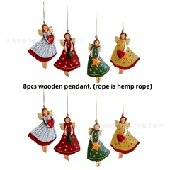 跨境新复古风格木质天使节日工艺品平面房间和办公室派对主题完美