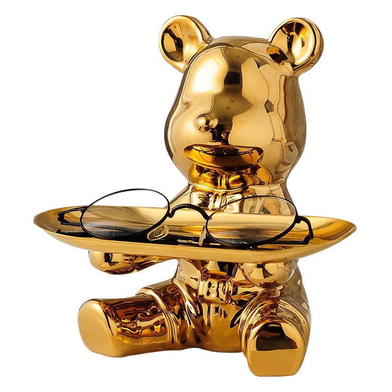 Поднос для хранения ключей с жестоким медведем, дверной шкаф для обуви, входные украшения, копилка, керамическая роскошная отделка для гостиной