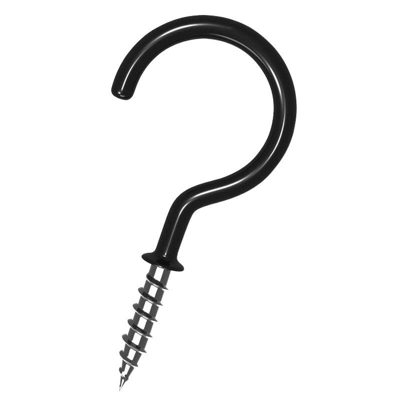 Cross-border ceiling hook flower basket cup screw-in self-tapping question mark light hook black and white dip plastic cup hook