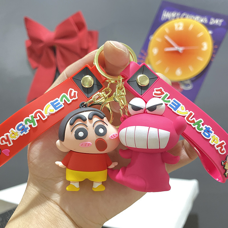 Classic Japanese Style Crayon Shin-Chan Crayon Keychain Dinosaur White Crocodile Doll Cute Pendant Doll Machine Gift