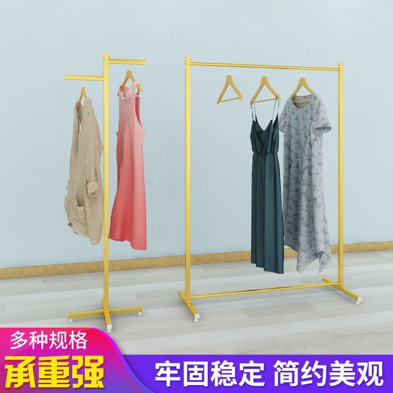 黒のシンプルな衣料品店のディスプレイラック、男性と女性の衣類棚、衣類ラック、床置き衣類ラック、中島サイドハンガー、正ハンガー|undefined