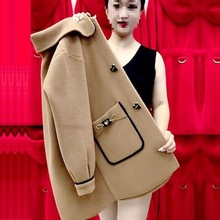 秋冬女士大衣妈妈装双面呢毛衣宽松外套中老年中长款40到50岁洋气