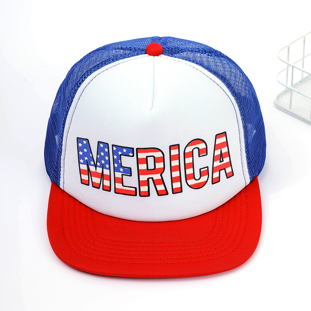 Malla transpirable ala sombrero hombres gorra de béisbol verano malla enarbolada hip hop calle letras MERICA bordado