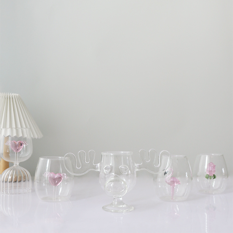 Taza de diseño de vidrio en forma de huevo creativo Taza de agua especial Taza de leche de punto ondulado Taza de jugo Simple