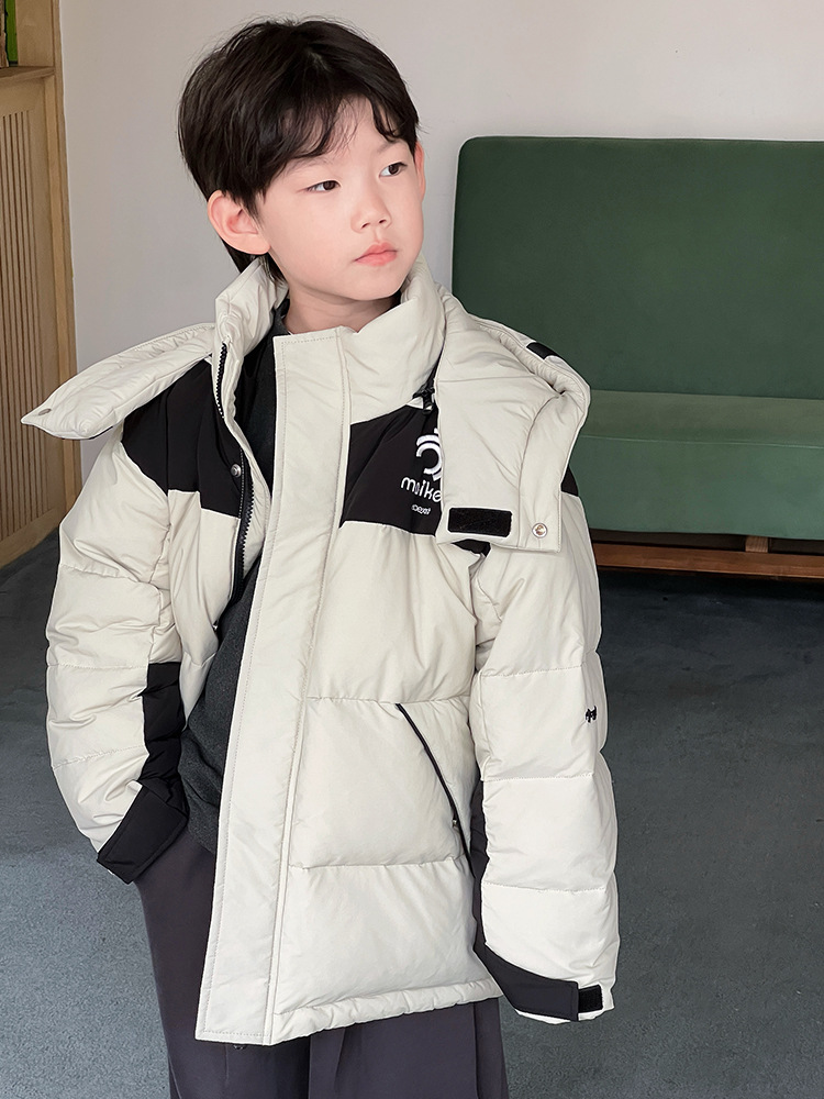 Ropa infantil chaqueta de plumón para niños invierno grueso chaqueta coreana nueva chaqueta encapuchada 90 chaqueta blanca para niños