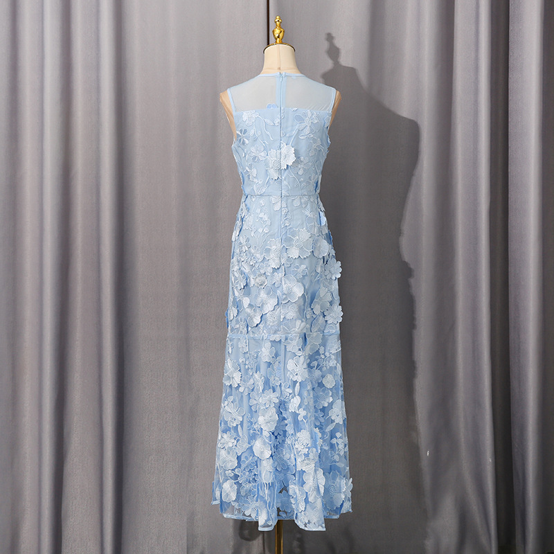 French Socialite Elegant Fishtail Hem Mesh Stitching Dress 18 French Socialite Elegant Fishtail Hem Mesh Stitching Dress