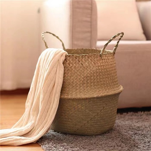 Nordic flower basket, hand-held woven basket, flower pot, grass weaving, bamboo weaving, plant, grass weaving floor-standing folding grass weaving bag, basket, weaving