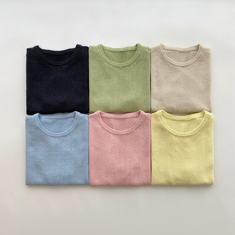 Special offer with free shipping, no returns or exchanges, Japanese paper sand dopamine color round neck short-sleeve knit shirt, refreshing and breathable 5223 Special offer with free shipping, no returns or exchanges, Japanese paper sand dopamine color round neck short-sleeve knit shirt, refreshing and breathable 5223