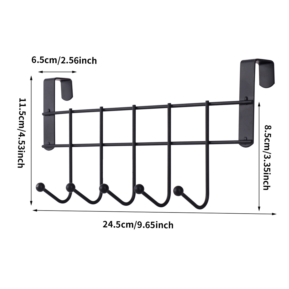 Puerta de encaje negro de nuevo siete ganchos multi-funcional de perforación libre de hierro percha dormitorio hogar espacio de almacenamiento ropa gancho