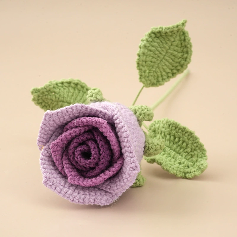 Винное стекло роза отделка чисто ручное плетение букет домашняя декора crochet имитационный цветок шерстяной подарок для подруги