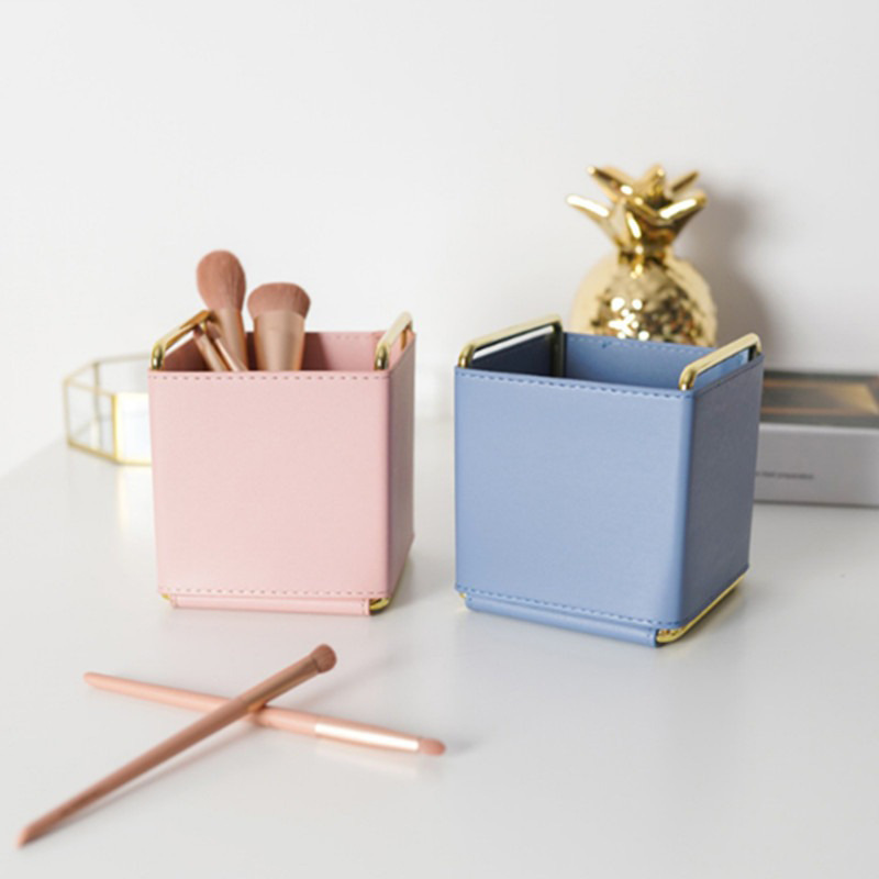 Spot Metal Leather Remote Control Storage Home Decorations Modern Simple Creative Metal Leather Pen Holder