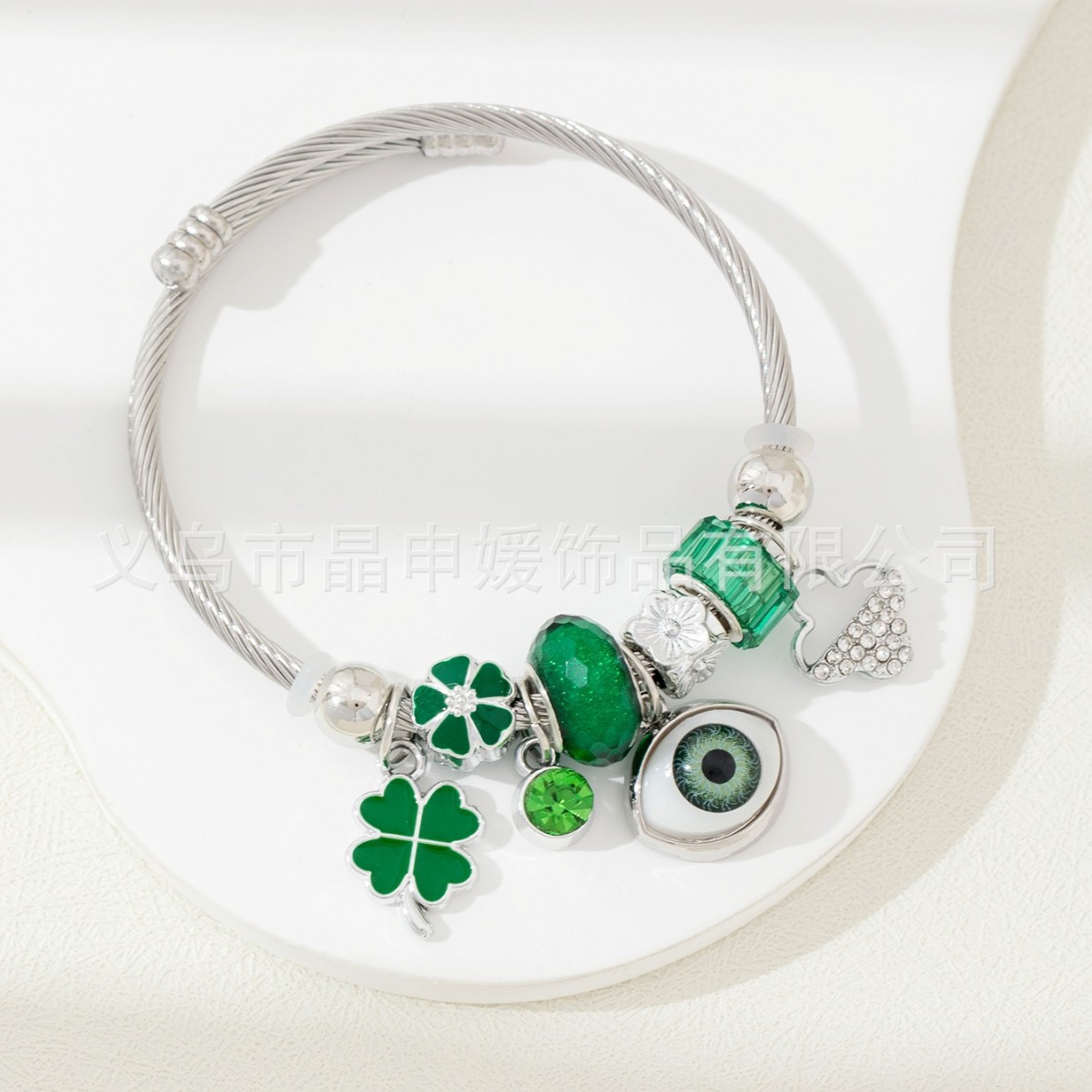 Brazalete Pan Jia, brazalete de explosión transfronteriza, diamante de diamante, ojo del demonio, mano de Dios, joyas de moda de amor de cuatro hojas