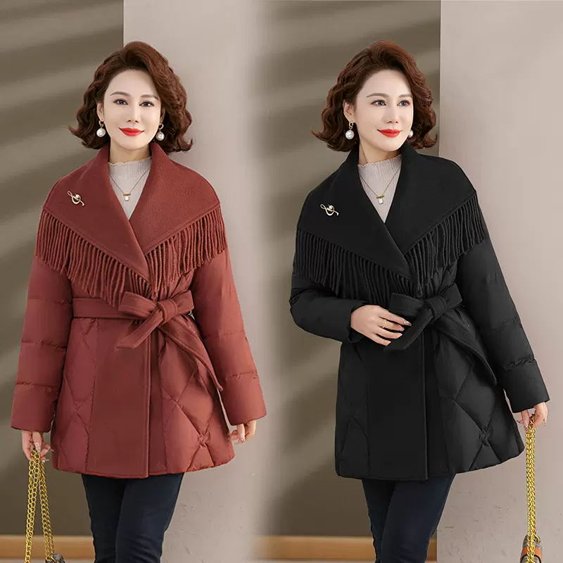 妈妈棉袄加绒加厚冬季外套中老年人女装棉衣洋气40到50岁羽绒棉服