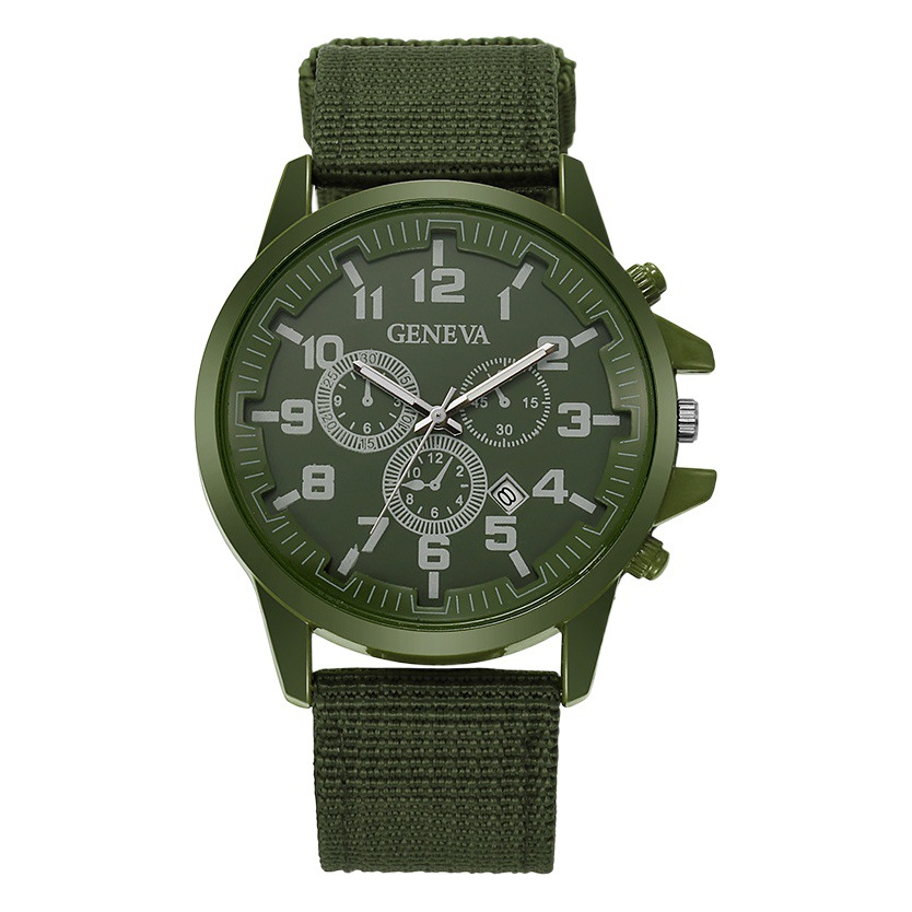 Transfronterizo caliente nueva moda reloj militar reloj de cuarzo calendario correa de nylon reloj de moda elegante de los hombres