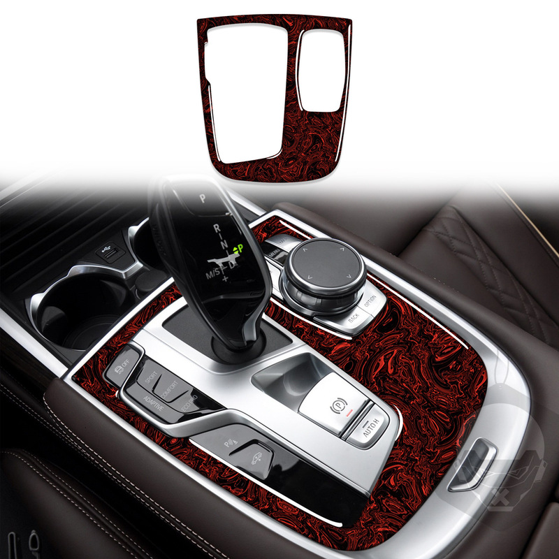 Suitable for Bmw 7 Series G11 G12 Gear Panel Frame Red Flame Pattern Car Interior Modification Accessories