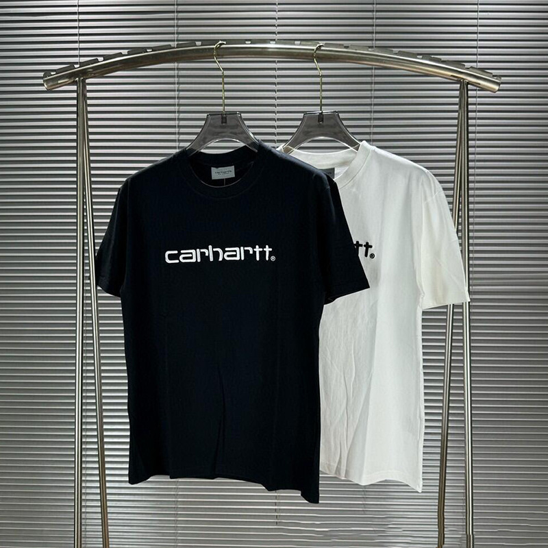 Carhart carharrt Cotton Short Sleeve 250g Letter Embroidered Crewneck T-shirt Loose Top for Men and Women