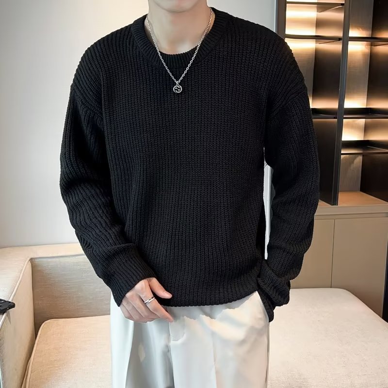 纯色毛衣男士秋冬季高级感长袖打底衫2023新款男装针织线衣外