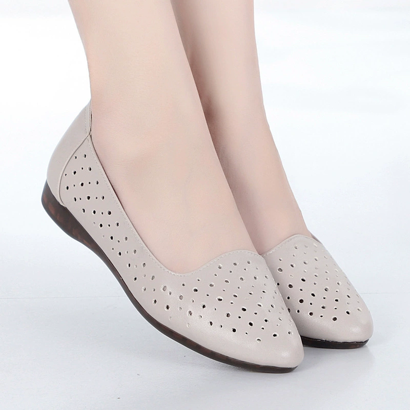 Summer big shoes for leather shoes for mother, breathable sandals, plus size