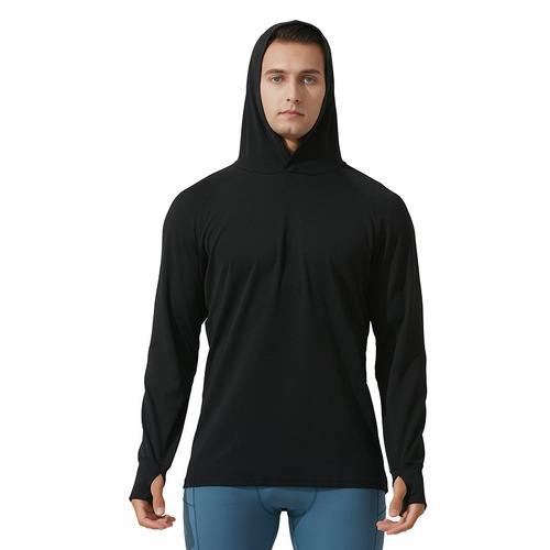 Outdoor casual sports tops, men's new autumn thumb hole loose hoodie jacket, running fitness sweatshirt
