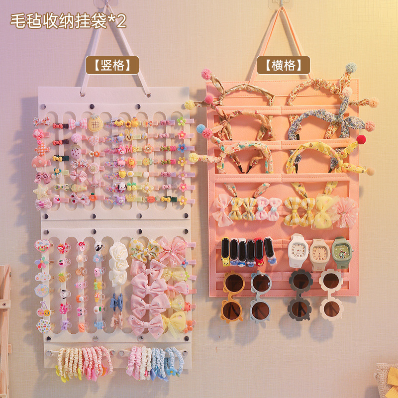 子供用ヘアピン収納壁掛け女の子ヘアバンドヘアピンヘッドバンド壁ヘアアクセサリー壁掛けジュエリーボックス壁掛けバッグ|undefined