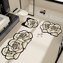 法式花朵浴室吸水地垫套装门口防滑硅藻泥门垫马桶脚垫卫生间地毯