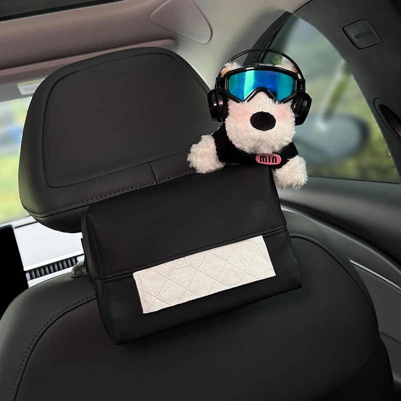 2026 New West Highland Car Armrest Box Tissue Holder, In-car Tissue Box, Seat-mounted Tissue Bag, Therapeutic Style