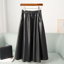 厂家现货海宁2025新款真皮半身裙女秋冬气质高腰长裙绵羊皮A字裙