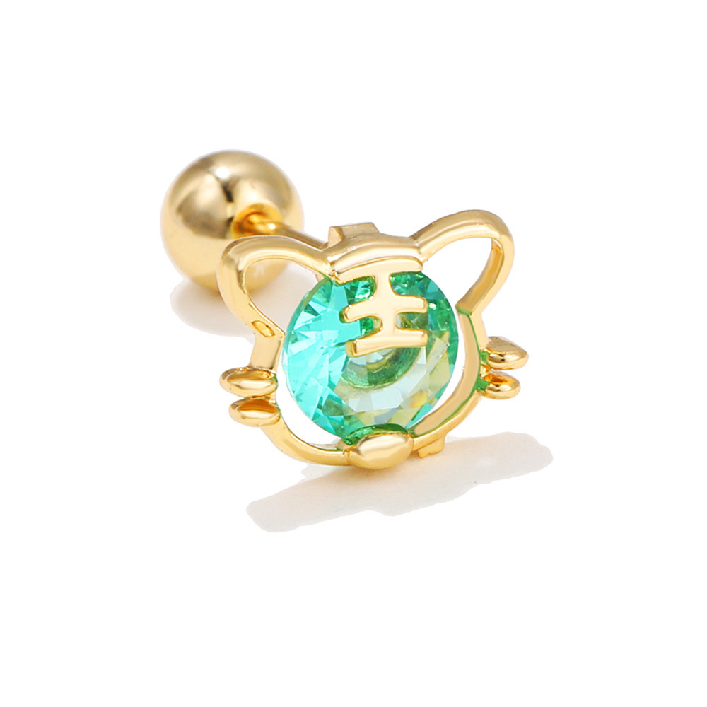 2022 Tiger Year Tiger Ear Bone Stud Exquisite Cute Chinese Zodiac Tiger Stud Earrings Stainless Stee