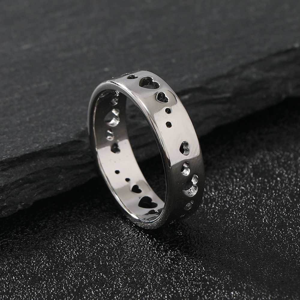 Holiday, Daily Occasion 201 Stainless Steel Material Simple Style Heart Shape 201 Stainless Steel Hollow Out Unisex Rings