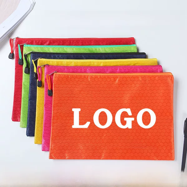 Canvas Office File Bag Waterproof Storage Bag Football Pattern Zipper Bag A4 File Bag Printed Logo Advertising