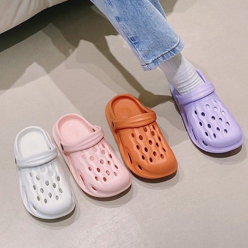 Fashion Korean Version EVA Men and Women's New Casual Matchable High-Elastic Holes Shoes Wholesale Beach Student Couple Hooded Slides